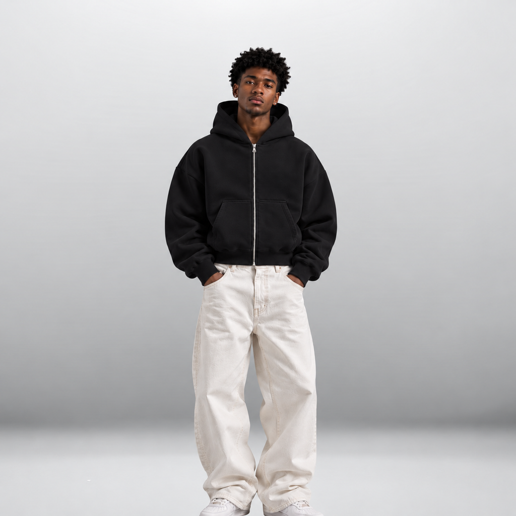 Cropped Zip-Up Hoodie - Unisex