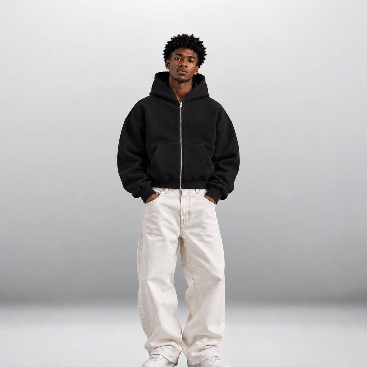 Cropped Zip-Up Hoodie - Unisex