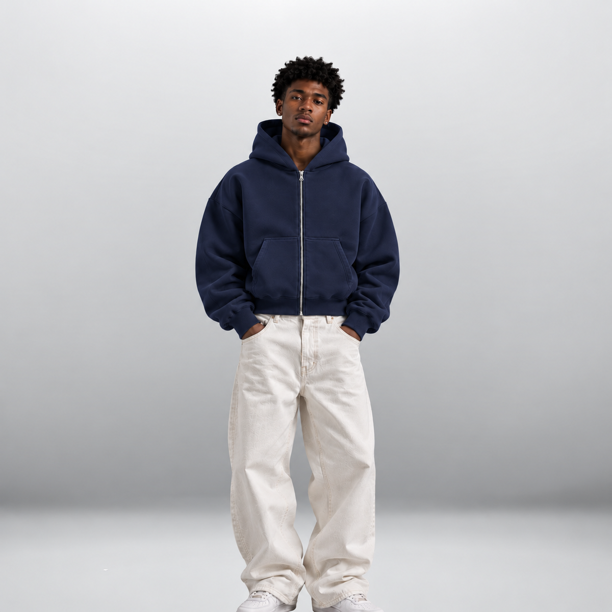 Cropped Zip-Up Hoodie - Unisex