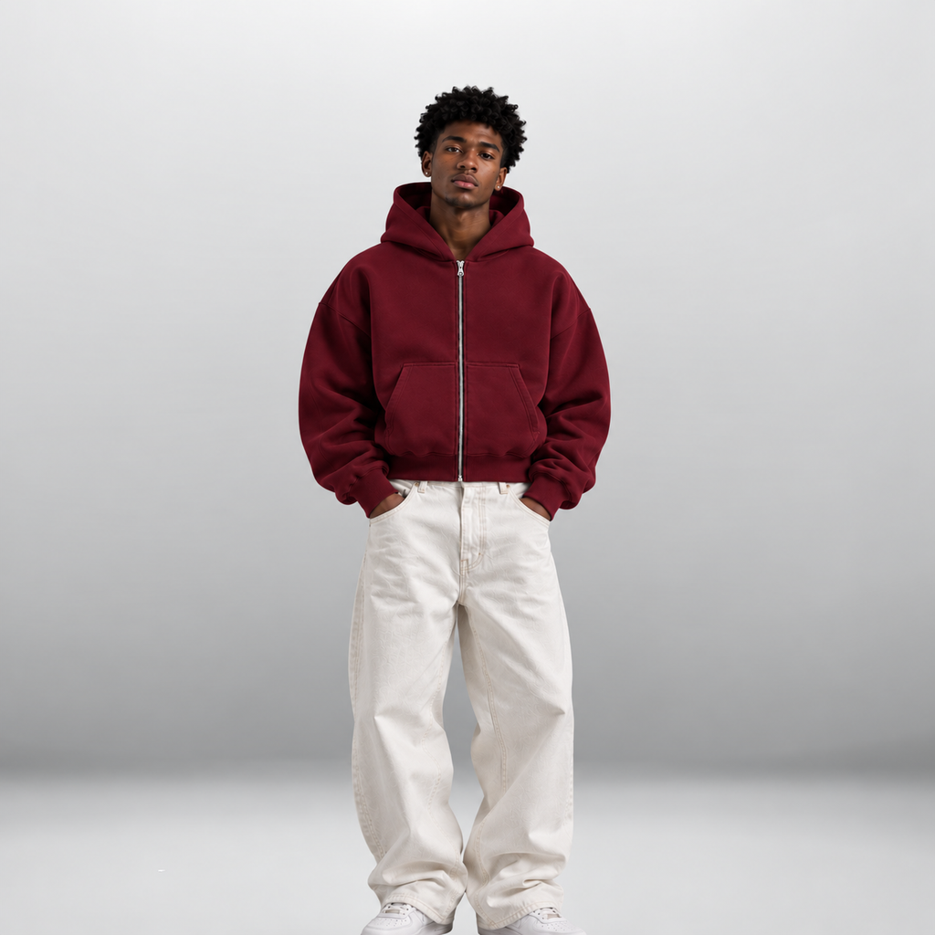 Cropped Zip-Up Hoodie - Unisex