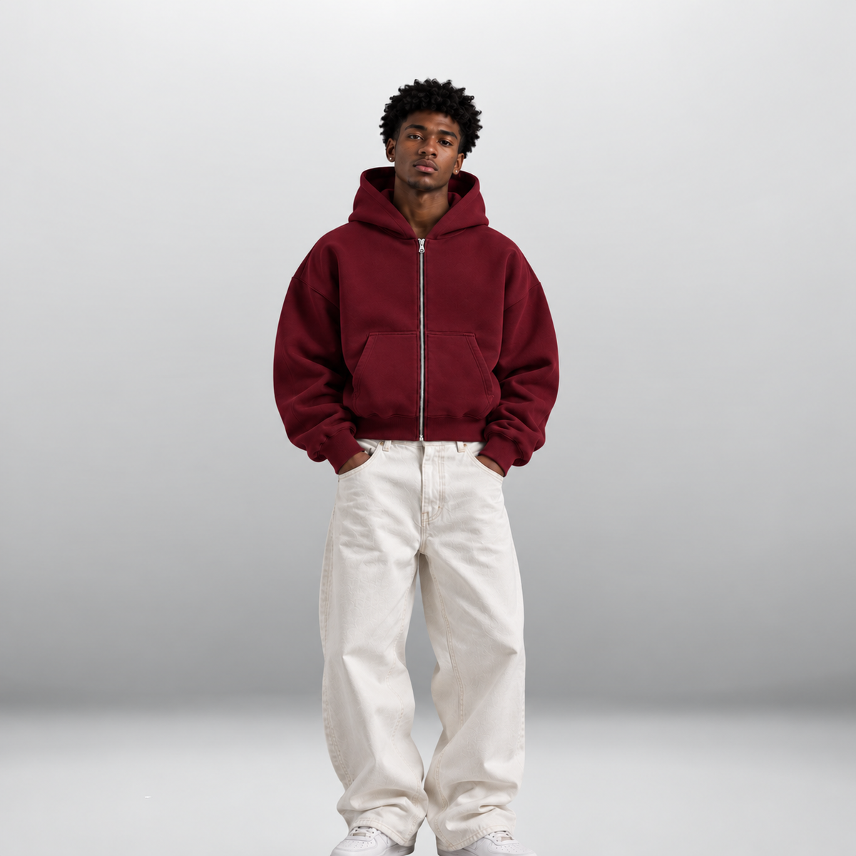 Cropped Zip-Up Hoodie - Unisex