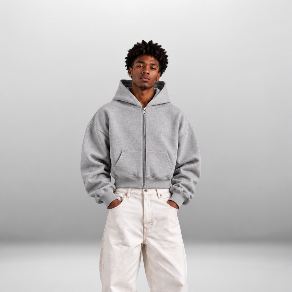 Essential Cropped Zip Hoodie