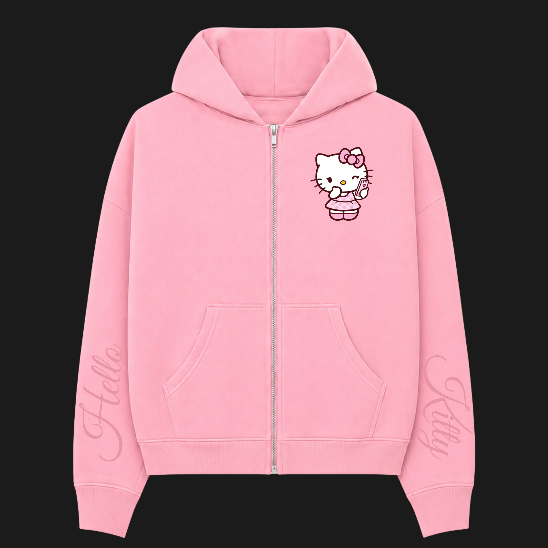 Oversize Zip-Up Hoodie Hello Kitty