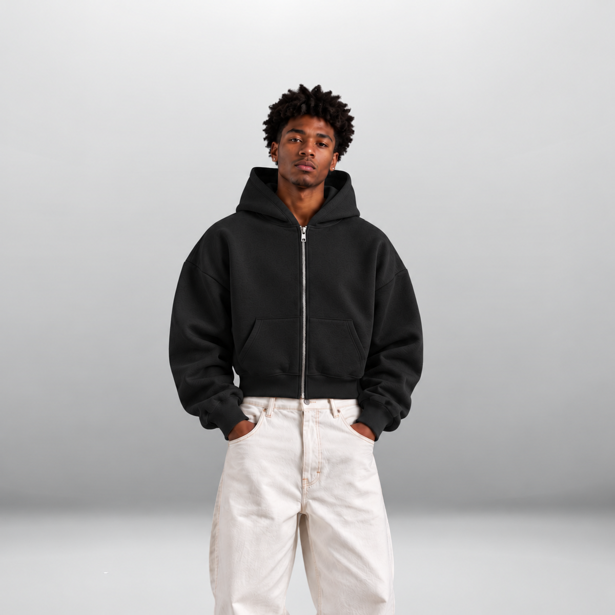 Essential Cropped Zip Hoodie