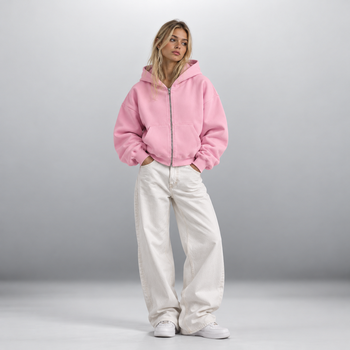 Cropped Zip-Up Hoodie - Unisex