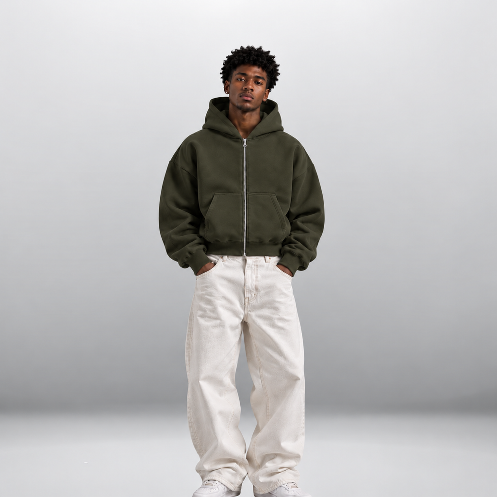 Cropped Zip-Up Hoodie - Unisex