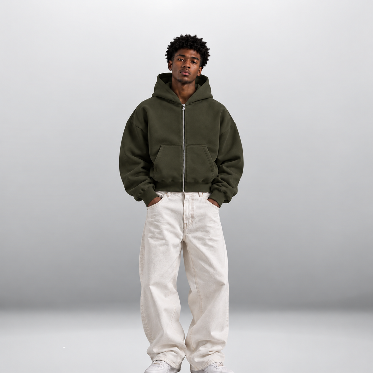 Cropped Zip-Up Hoodie - Unisex